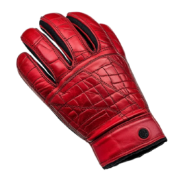 a pair of red leather gloves