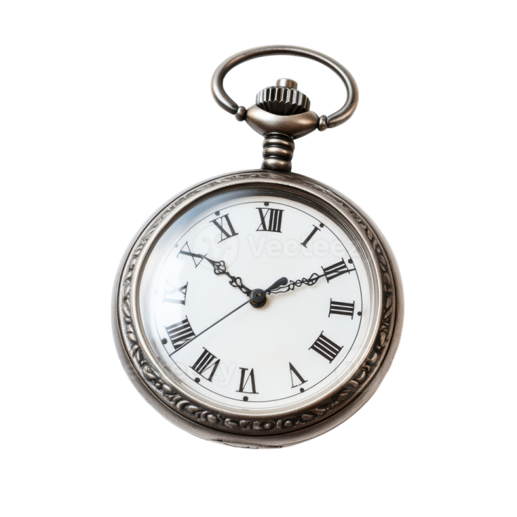 an old pocket watch on a white background