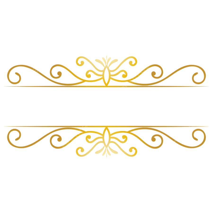 a pair of gold scrolls on white background