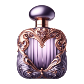 a bottle of perfume on a white background