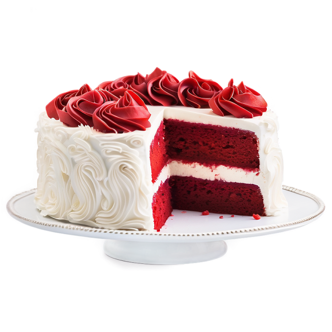 a piece of red velvet cake on a white plate