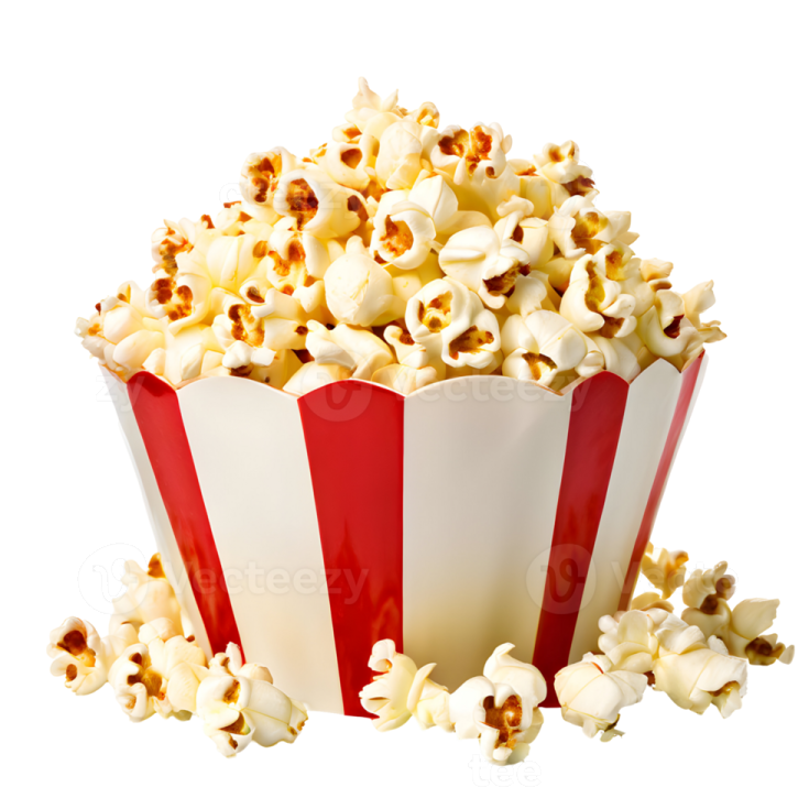 a red and white striped bucket of popcorn