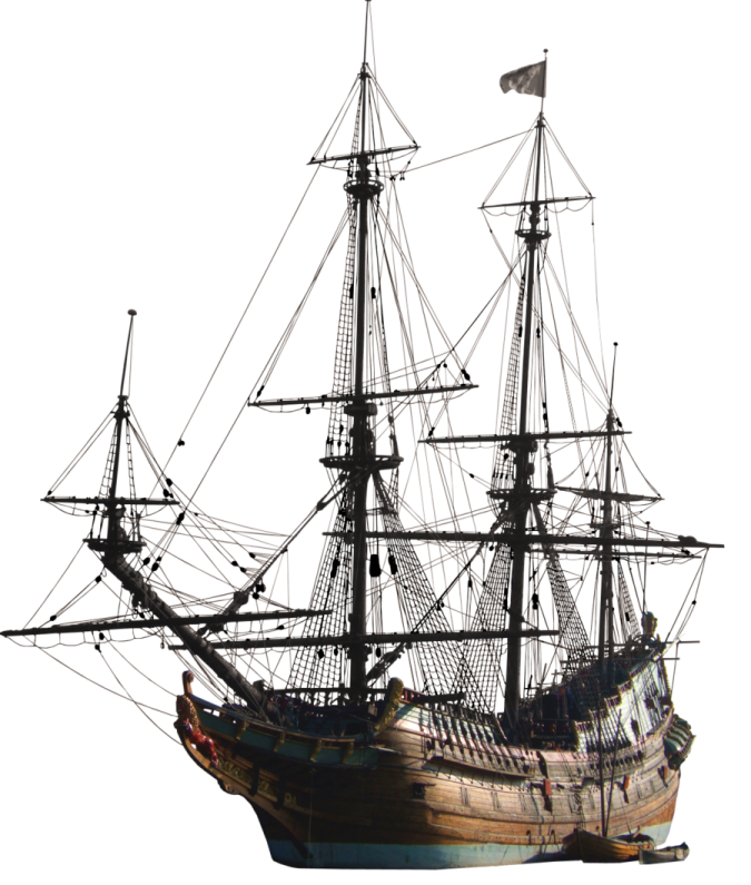an old pirate ship on a white background