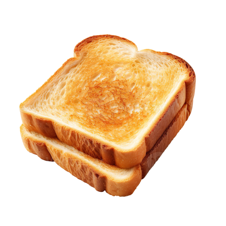 a piece of toasted bread on a white background