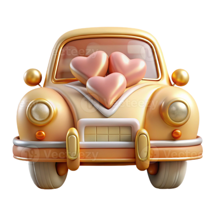 a car with a heart in the back