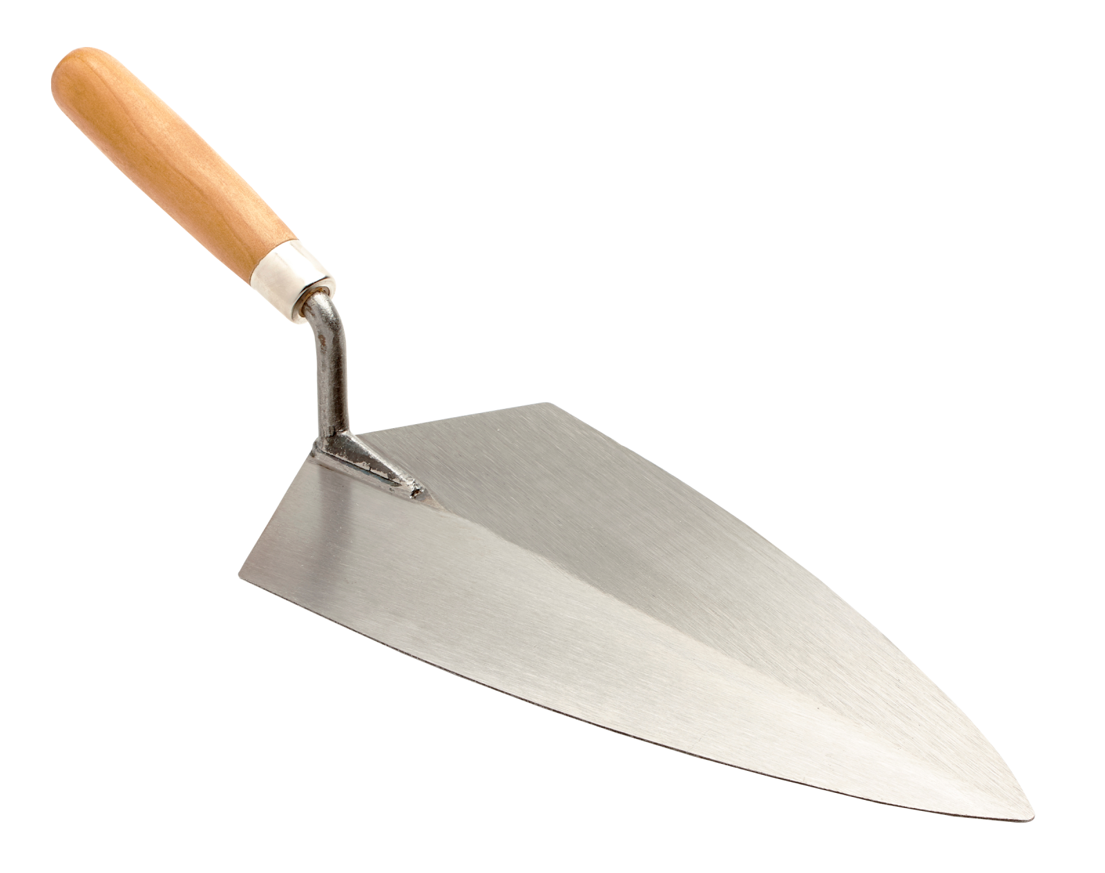 a shovel with wooden handle on a white background