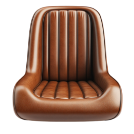 a brown leather chair on a white background