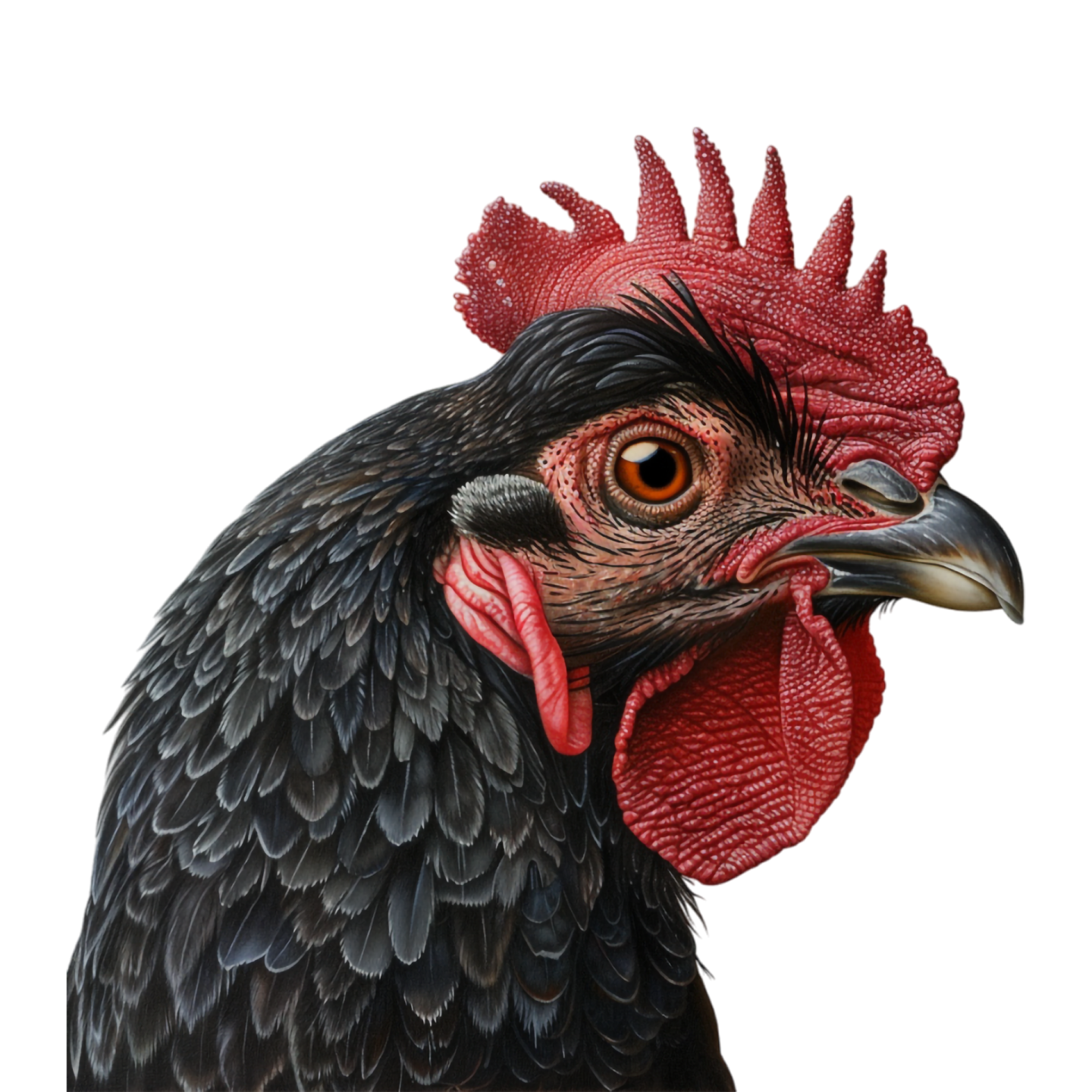 a close up of a rooster's head