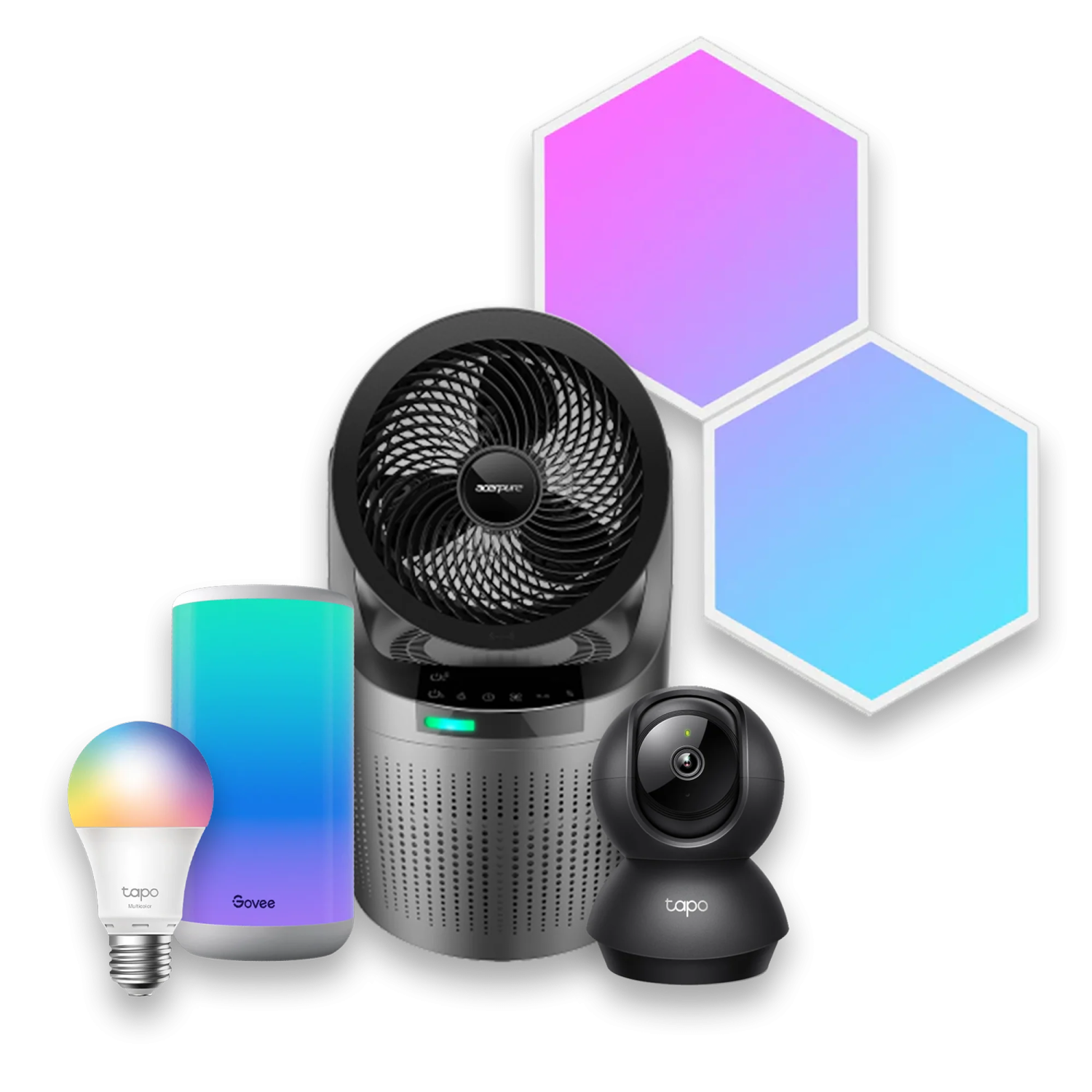 an image of a fan, light bulb and other items