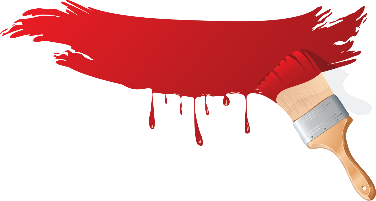 a paint brush with red paint dripping from it