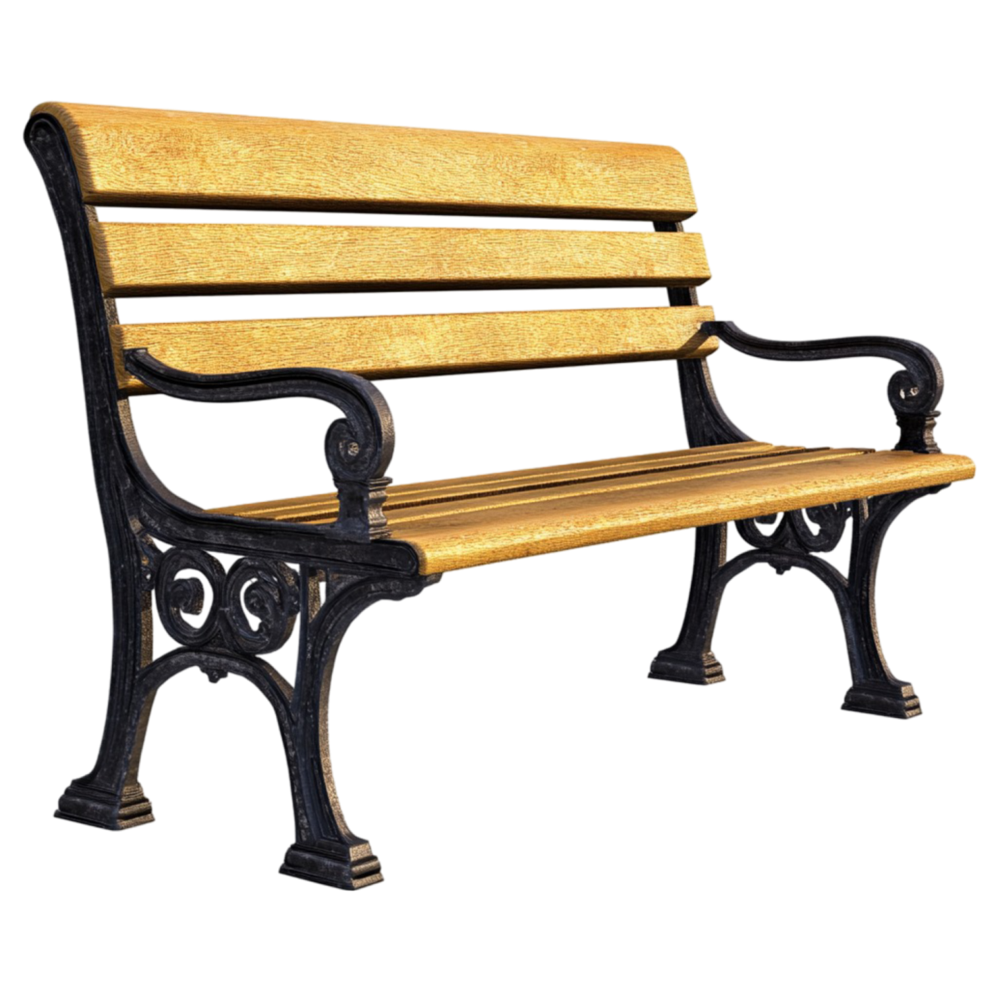 a wooden bench on a white background