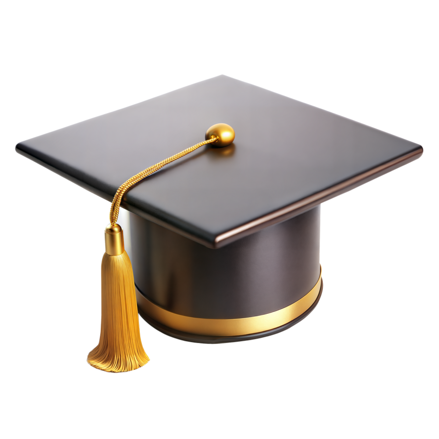 a graduation cap with a gold ta