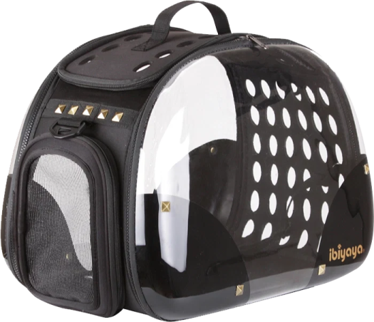 a black and white dog carrier bag