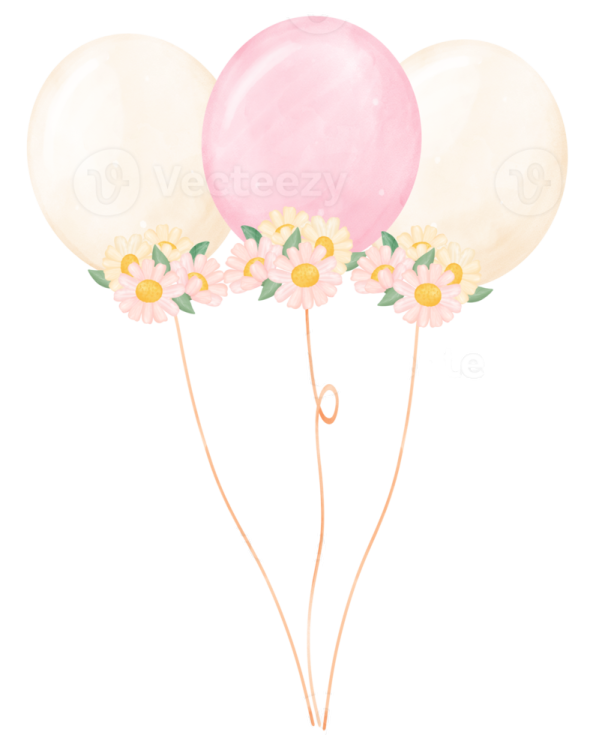 a bunch of balloons with flowers on them