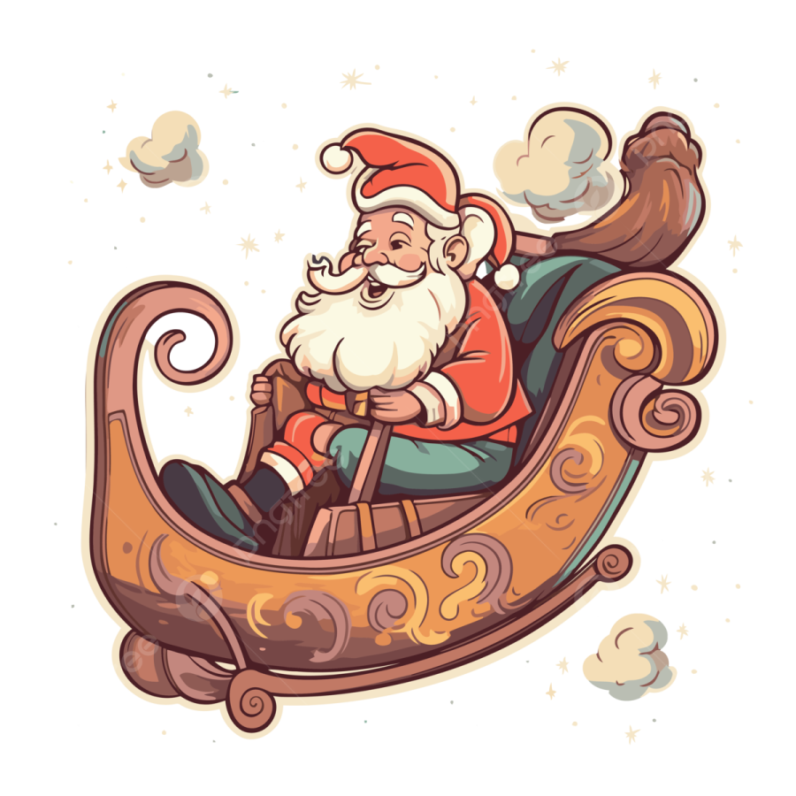a cartoon santa claus in his sler