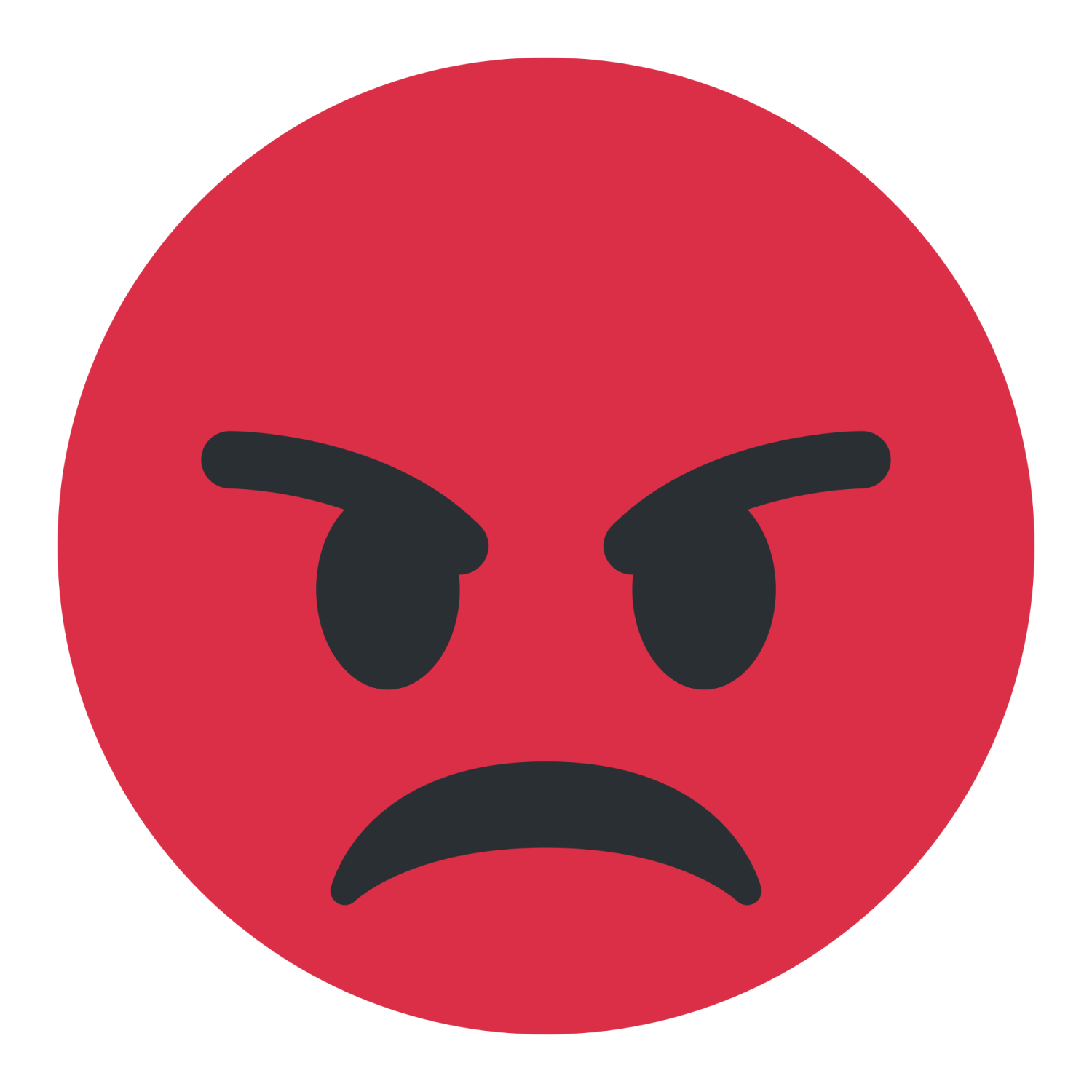 a red circle with a sad face on it