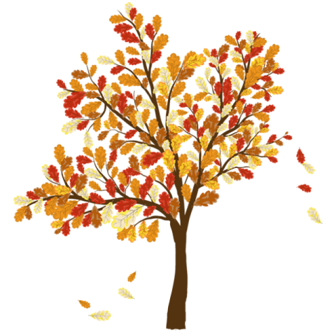 an autumn tree with falling leaves