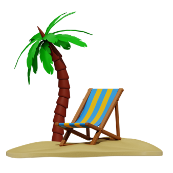 a beach chair under a palm tree