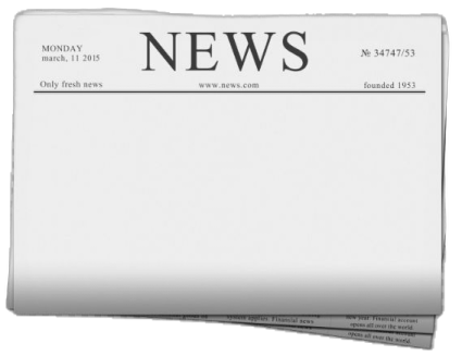 a stack of newspapers on a white background