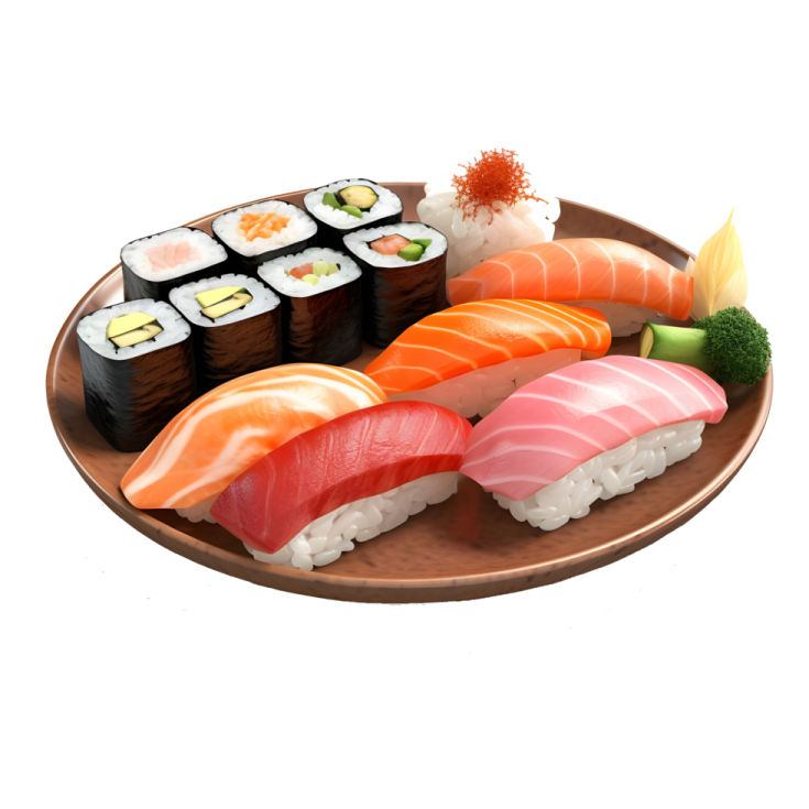 a plate filled with different types of sui