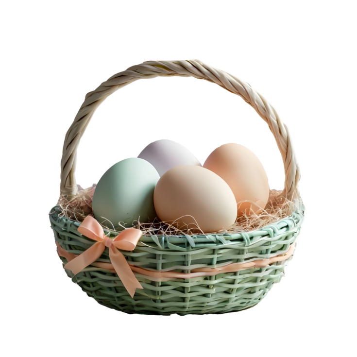 an easter basket with three eggs in it