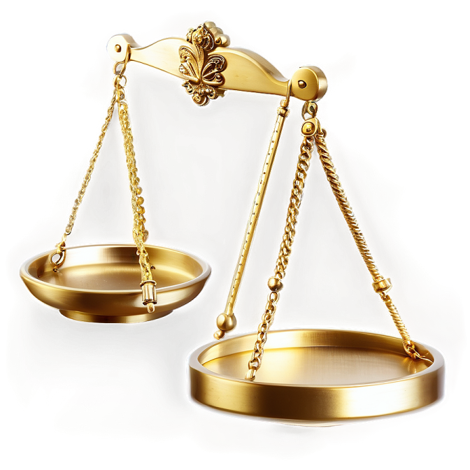 a pair of gold scales on a white background