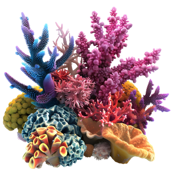 a bunch of colorful corals