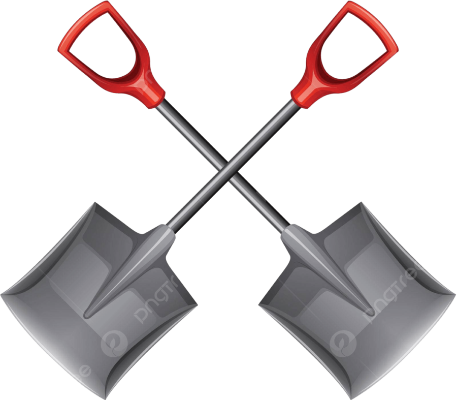 two shovels on a white background