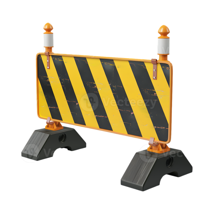 a black and yellow barrier with a white pole