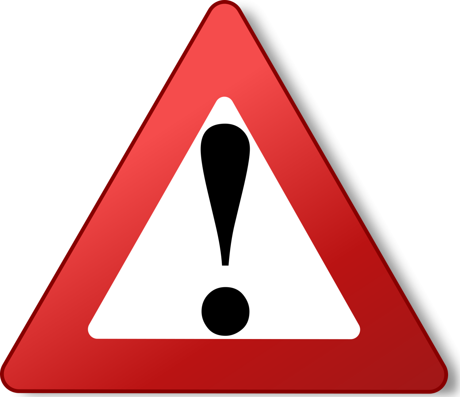 a red and white triangular sign with a question mark on it