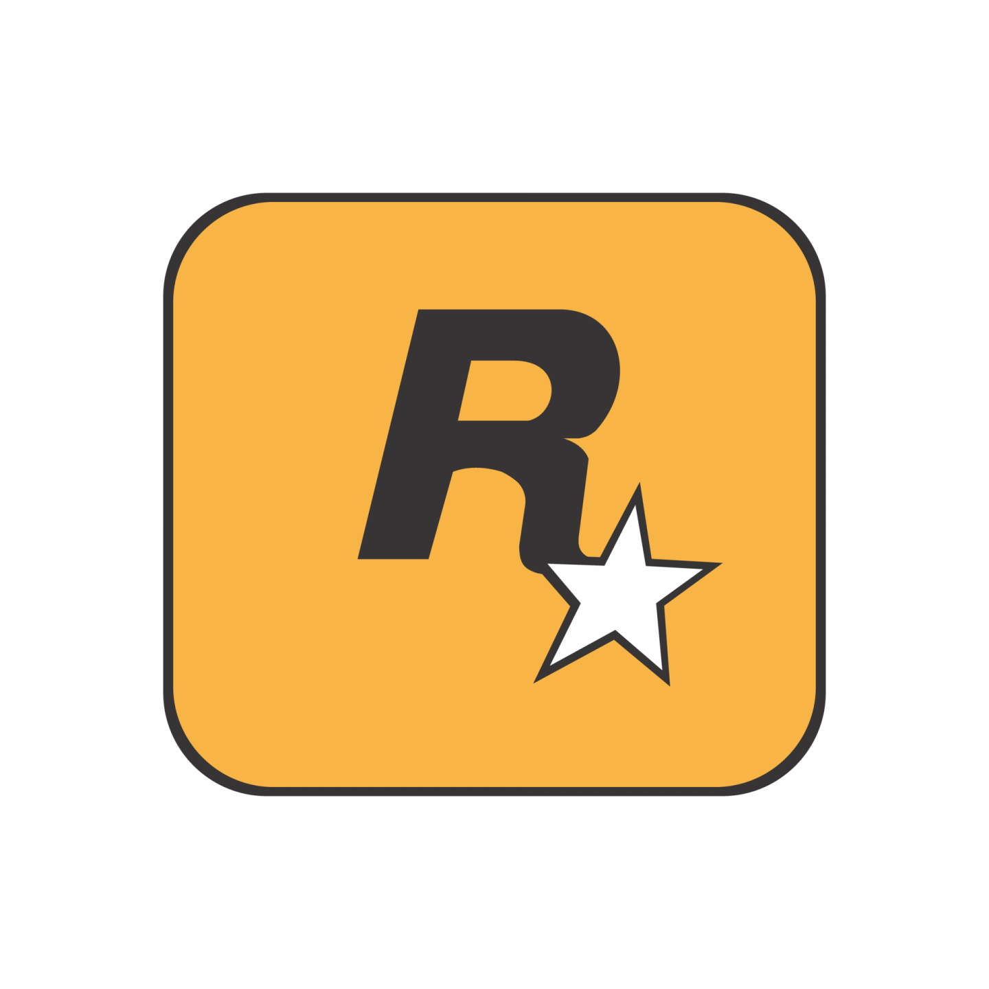 a black and yellow square icon with the letter r