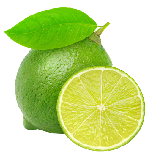 two limes with leaves and one cut in half