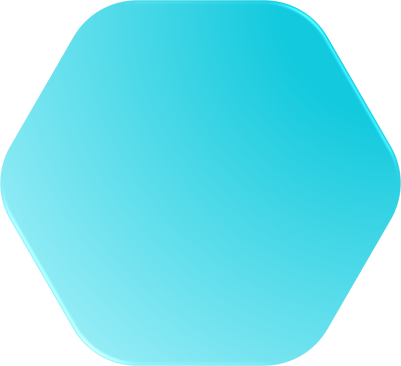 a blue hexagon on a white background