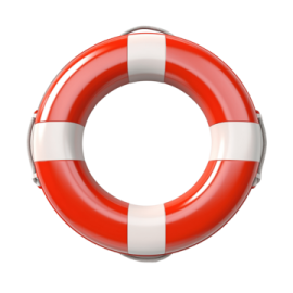 a red and white life preserver