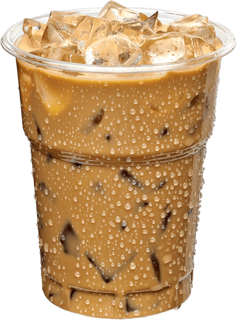 a plastic cup filled with ice and water droplets