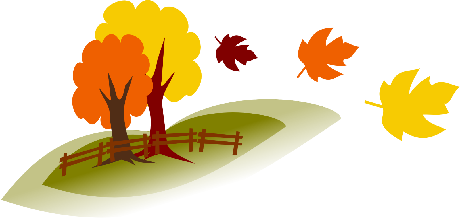 a tree with leaves flying around it