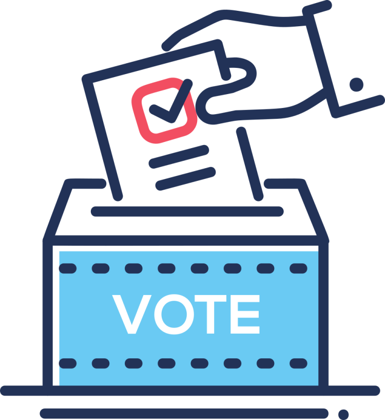 a voting box with the word vote written on it