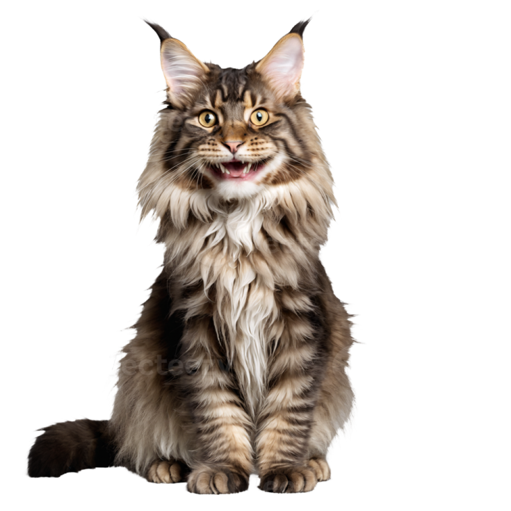 a cat with its mouth open sitting down