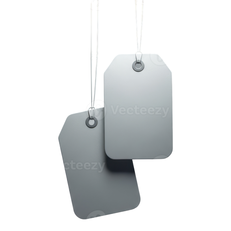 a pair of tags hanging from the ceiling