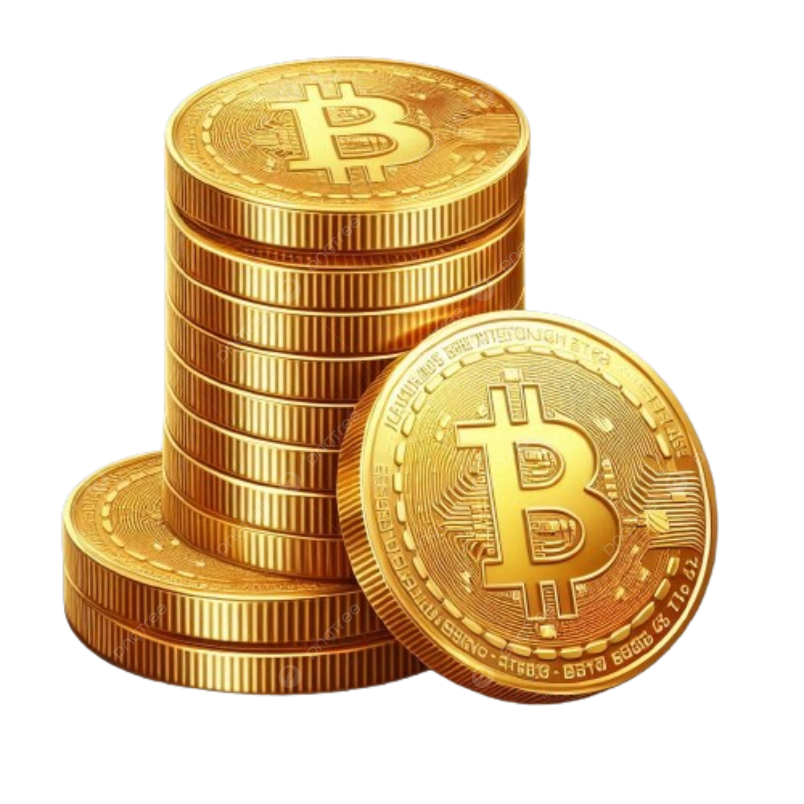 a stack of gold bitcoin coins
