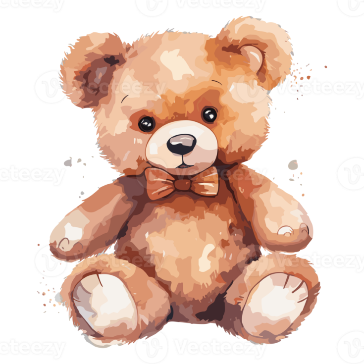 a brown teddy bear sitting on the ground