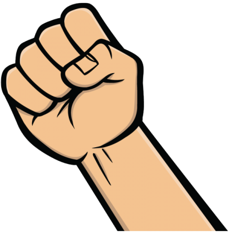 a fist in the middle of a hand