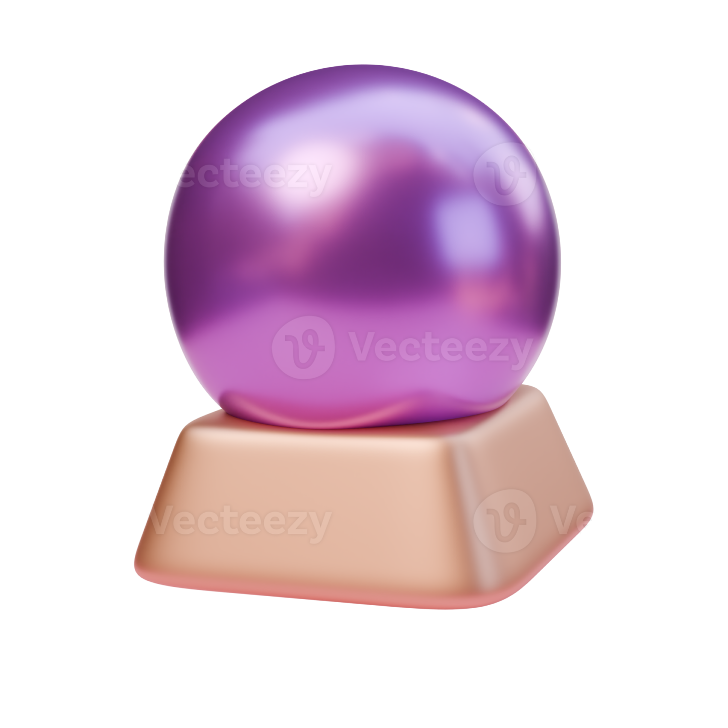 a purple ball on top of a wooden base