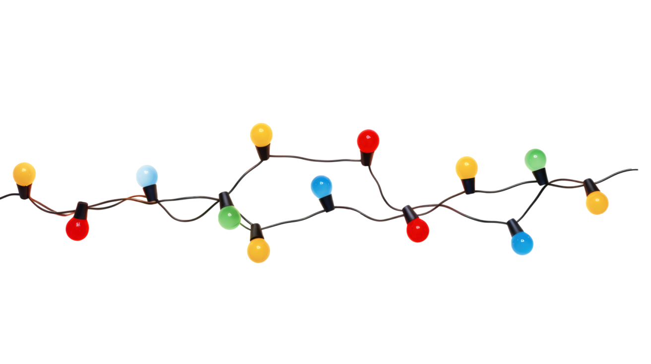 a string of lights on a white background