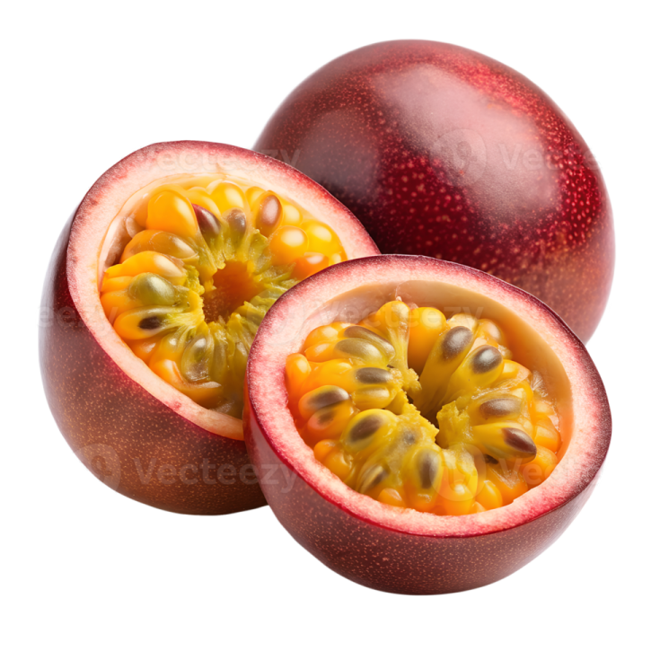 a passion fruit cut in half