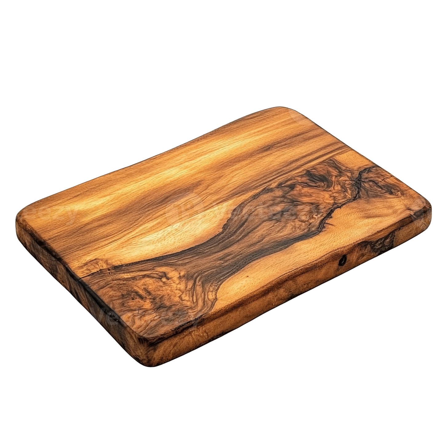 a wooden cutting board on a white background