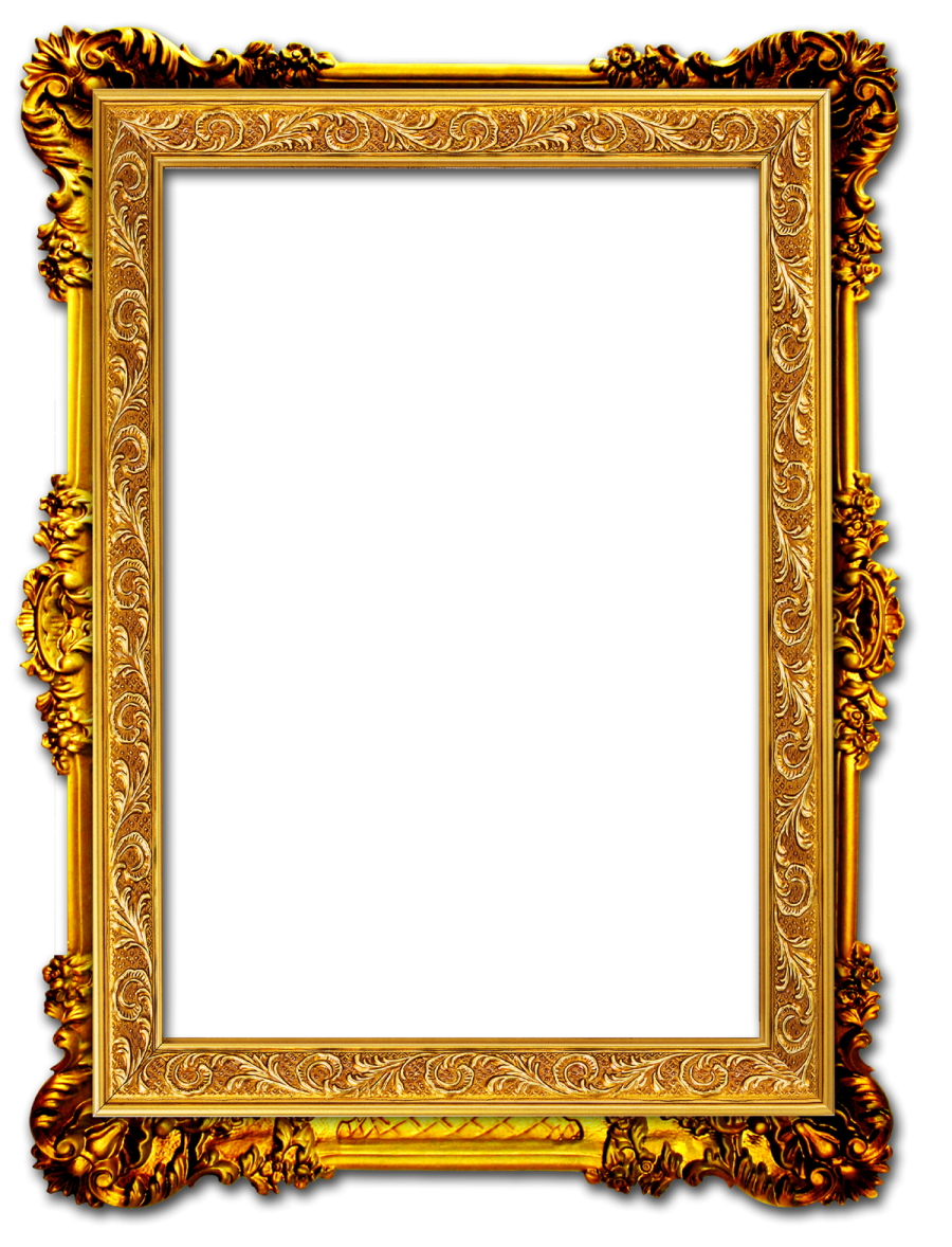 a gold frame on a white background