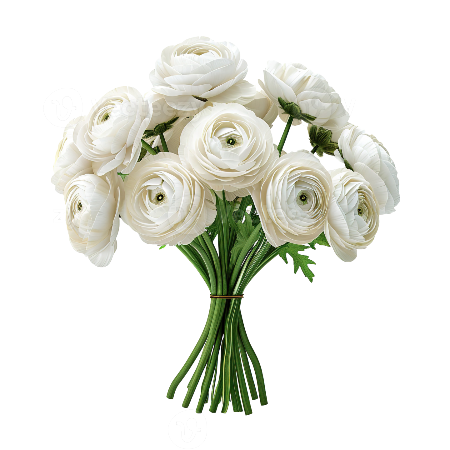 a bouquet of white flowers on a white background