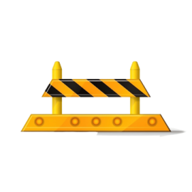 a yellow barrier with black and yellow stripes