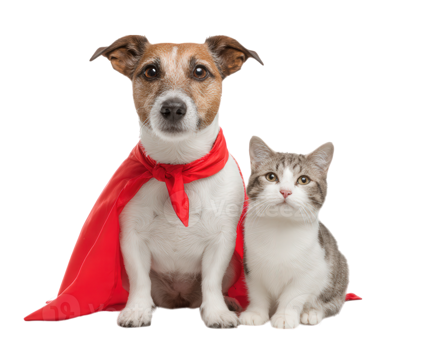 a cat and dog sitting next to each other